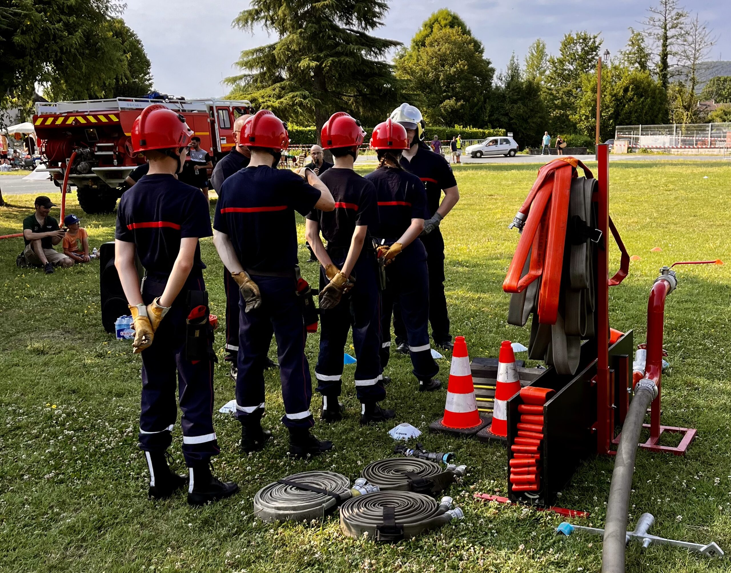 Les jeunes sapeurs-pompiers à l’exercice dimanche 28 juillet 2024